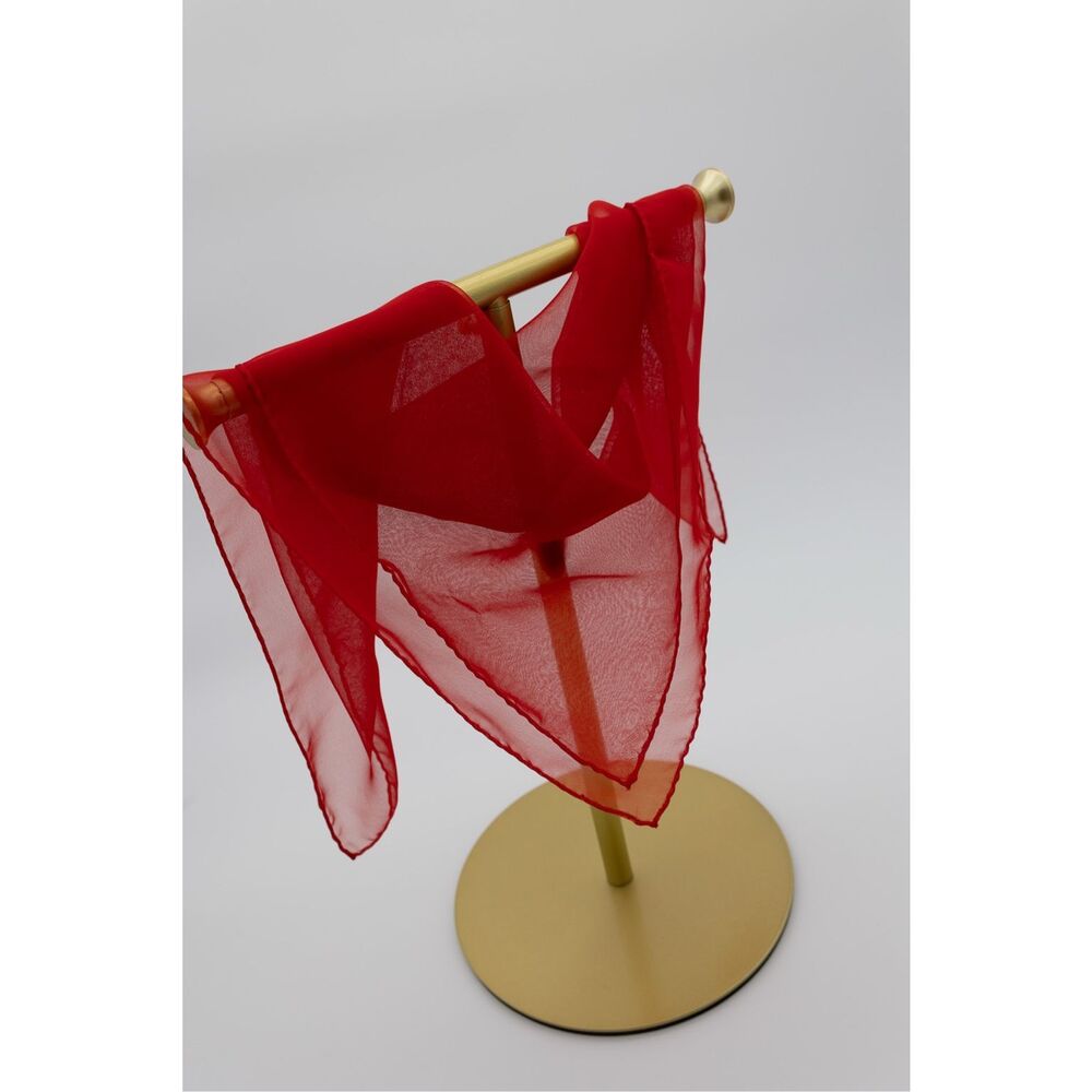 Vintage Sheer Red‎ Square Scarf Lightweight Chiffon